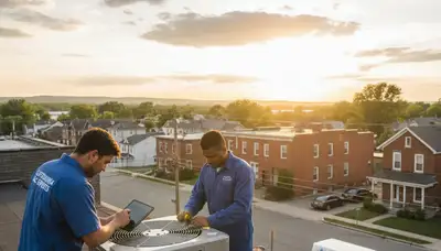 Professional AC repair service technicians in Allentown PA fixing residential cooling systems
