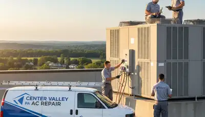 Professional AC repair technician servicing air conditioner unit in Allentown, PA