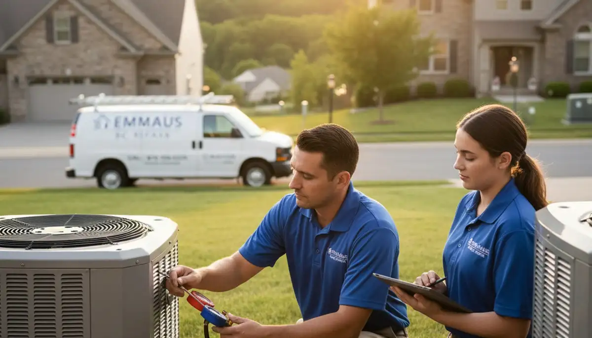 Professional AC repair technician serving residential units in Allentown, PA