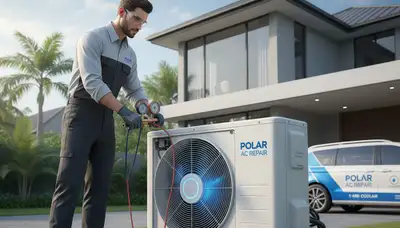 Technician performing AC repair service at a home in Allentown, PA for Five Star Cooling