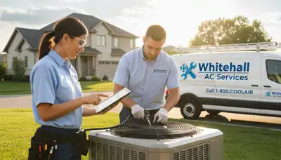 Professional AC repair technician servicing air conditioner in Allentown PA home