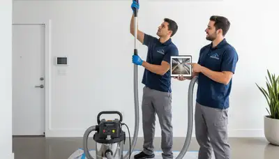 Technician cleaning HVAC air ducts in Allentown, PA home for improved indoor air quality