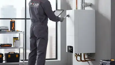 Technician repairing residential boiler system in Allentown, PA for Five Star Cooling service