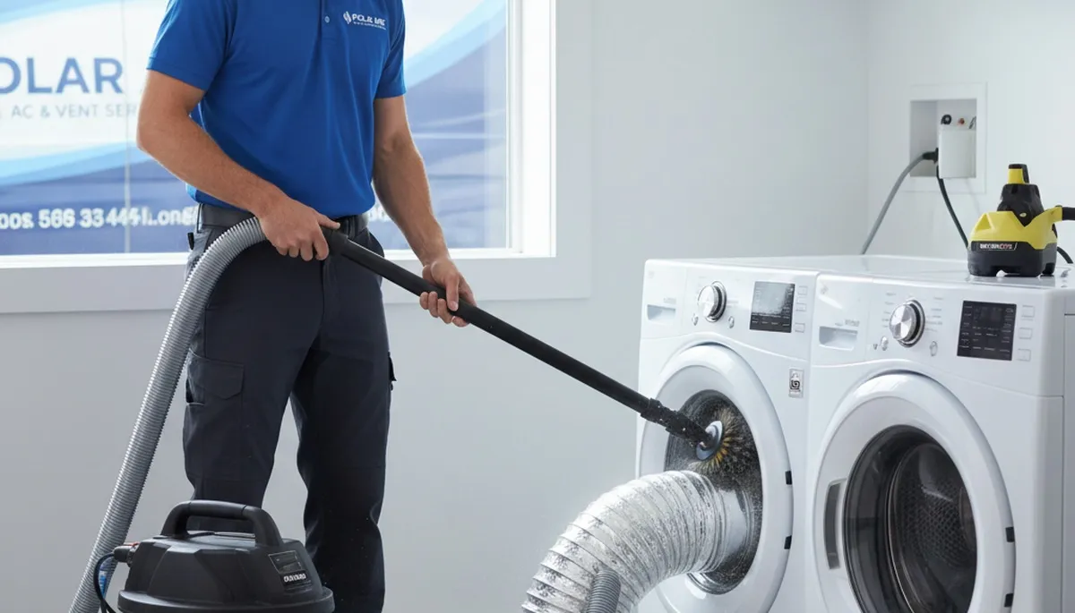 Technician cleaning residential dryer vent for fire safety in Allentown, PA