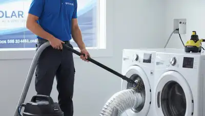 Technician cleaning residential dryer vent for fire safety in Allentown, PA