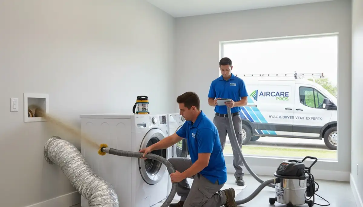 Technician cleaning dryer vent for home safety and efficiency in Allentown, PA