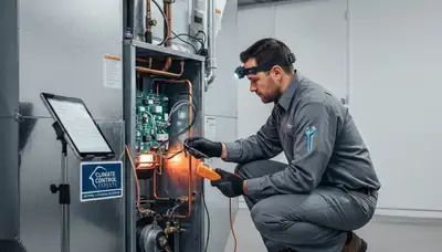 Technician performing furnace repair in Allentown, PA for Five Star Cooling heating service